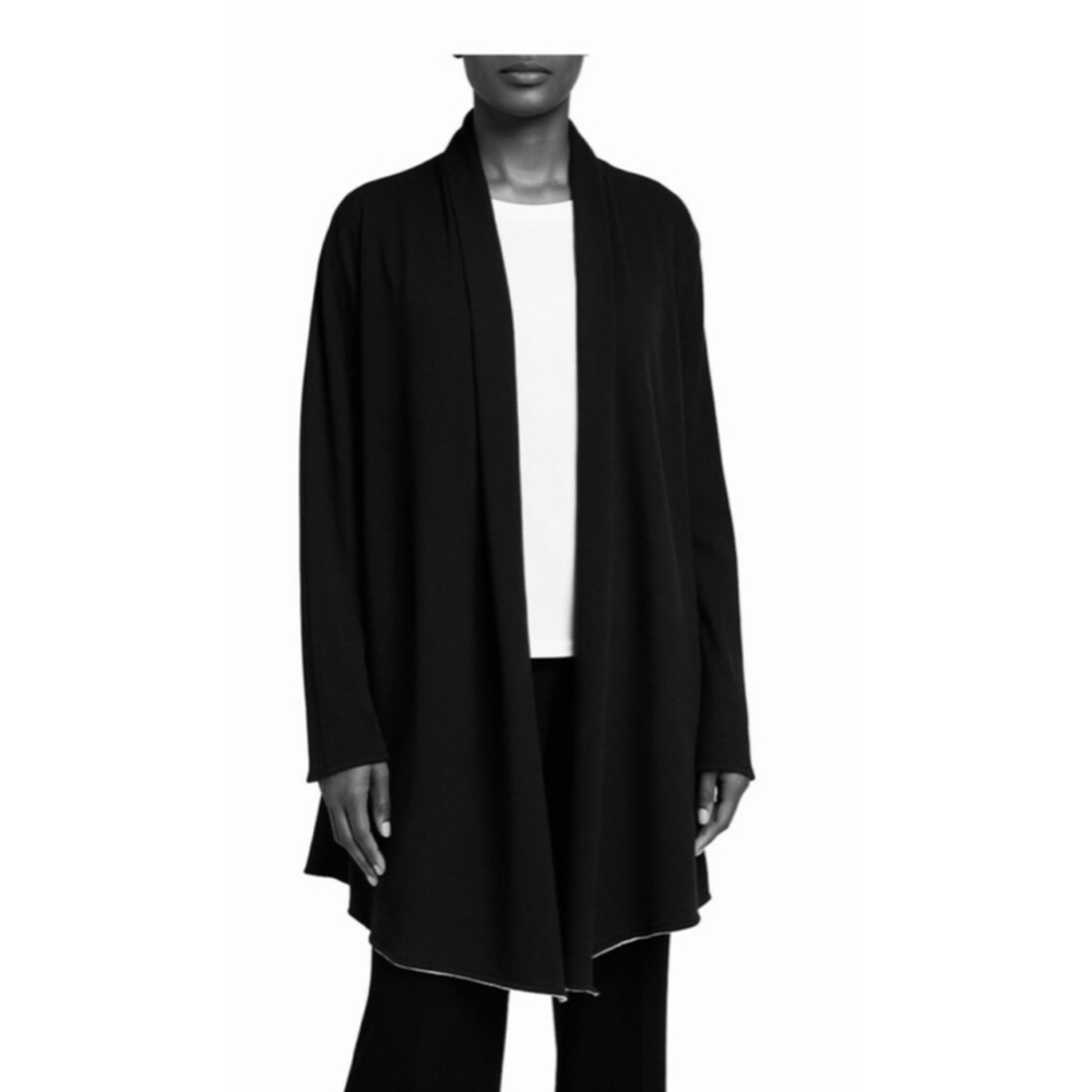 New Frank & Eileen Black Triple Fleece Duster Cardigan XS/S